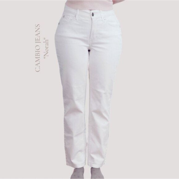 Vintage Premium CAMBIO "Norah" Comfy White Straight Jeans - Picture 3 of 16
